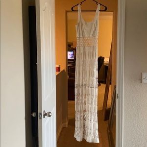 Cream white lace long dress
